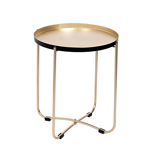 Tuoni Modelo Belly - Mesa de café de Metal Lacado Dorado, Altura 49 cm Cover