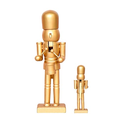 Decoración de Estatua de Cascanueces – Figura de Cascanueces de Madera de Navidad, de Color Dorado, decoración de exhibición de Temporada para Mesa, estantería, Chimenea, alféizar de Ventana