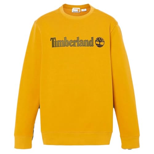 Timberland Kennebec River Linear Logo, Sudadera de cuello redondo para hombre, TB0A5UJY (IT, Texto, S, Regular, Regular, Amarillo), amarillo