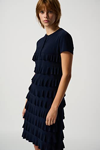 Joseph Ribkoff Tiered Ruffle Dress Midnight Blue / 6 #TOP1