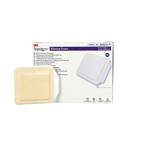 3M™ Tegaderm™ Silicone Foam Dressing, 90631, 4 x 4.25 in, 10/Carton, 4 Cartons/Case