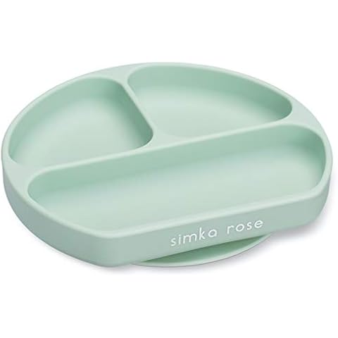 Simka Rose Silicone Suction Plate for Baby and Toddler - Divided Kids Plate - BPA Free - Dishwasher and Microwave Safe (Sage) Cover