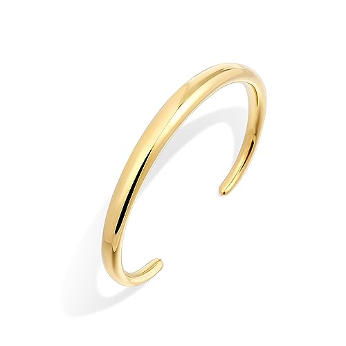 Gold Cuff Bangle Bracelets For Women Chunky 18k Gold Plated Stainless Steel Bracelet Non Tarnish Lightweigt Minimalist Jewellery Gift