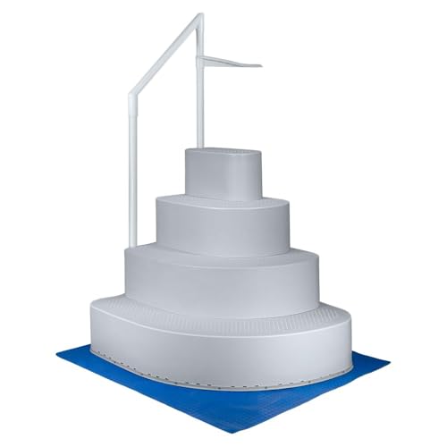 Aqua Select Resin Pool Steps for Above Ground Pools | Misty Grey | Heavy-Duty ABS Construction | 350 lb Capacity, Non-Slip Step Treads, & Handrail | Includes Liner Guard | No Weights Needed