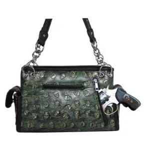 Texas West Rhinestone Skull Metal Color Leather Women's Handbag with Matching Wallet3