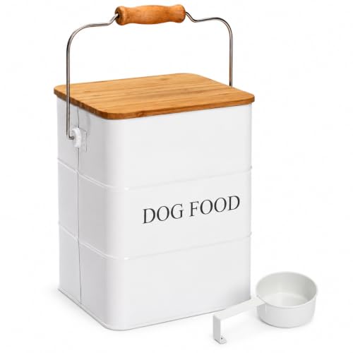 Morezi Metal Dog Food Storage Container 5~6 lbs, Pet Food Treat Canister
