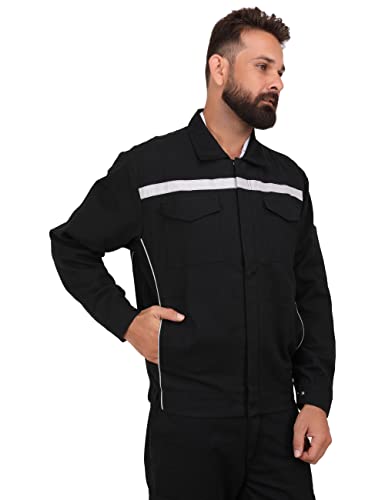 Image of CLUB TWENTY ONE Workwear Men's Safety Cotton Jacket with Reflective Piping