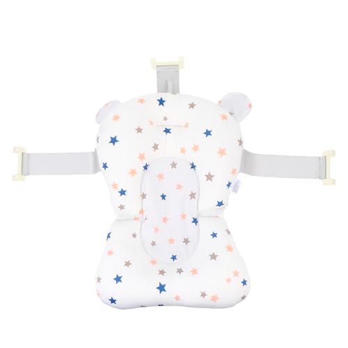 WHAMVOX Asiento de Baño para Recién Nacido Soporte Cómodo y Hebilla Ajustable Almohadilla de Baño de Tela de Algodón Segura