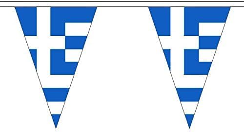 Flagtex Greece Triangle Fabric Bunting – 20m with 52 Flags – Fabric for Indoor & Outdoor Use – String Flags Banners Greek Hellenic Southern Europe Pennant