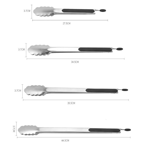 Pinzas de cocina de alta calidad, pinzas para alimentos para hornear y servir barbacoa, antideslizantes, antiquemaduras, acero inoxidable resistente (39,5 x 3,7 cm)