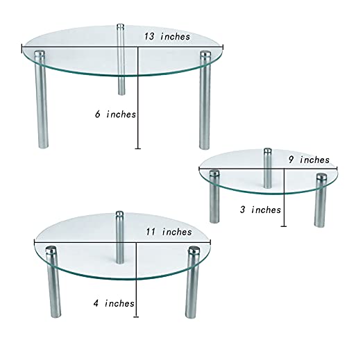 Festlove 3 Pcs Round Tempered Glass Cake Stands Set 8 10 13 Inch Cupcake Display Stand Plate For Dessert Table Serving Platter thumb #1