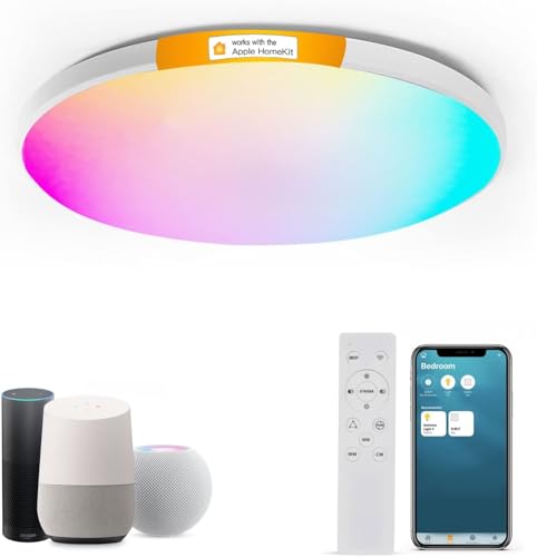 Recopilación de Google Home Comprar para comprar online. 50 DoHome HomeKit lámparas LED inteligentes de techo RGBCW con cambio de color, lámpara de techo de montaje empotrado compatible con Apple HomeKit, Alexa y Google Home, 24 W...