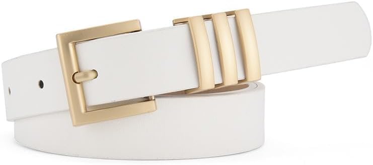 FDEETY Cinturón Elegante Rectangular Hebilla Metálica Decorativa Cuero Sintético Ajustable Mujer Complemento Vestimenta Diaria