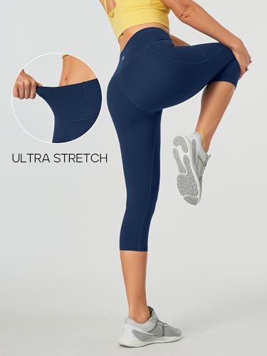 Image of Heathyoga Capri Leggings for Women High Waisted Capri Leggings with Pockets for Women Tummy Control Yoga Pants Women