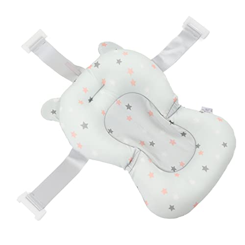Image of Infant Bath Seat, Bath Seats for Babies Sitting up, Baby Bath Seat Cushion Floating Safe Foldable Adjustable Infant Bath Supporter for Newborn (Light Blue Stars)