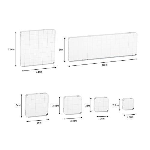 Suwimut 12 Pieces Acrylic Stamp Blocks, Clear Stamping Blocks Stamping Tools Set With Grid Lines For Scrapbooking Crafts Card Making, Assorted Sizes #TOP1