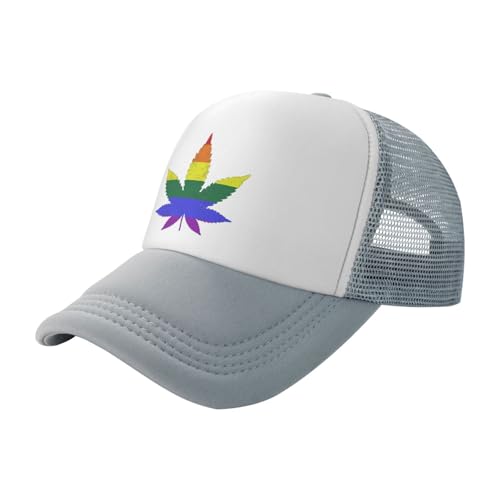LGBT Flag Weed Leaf Trucker Hat Snapback Mesh Baseball Cap Unisex