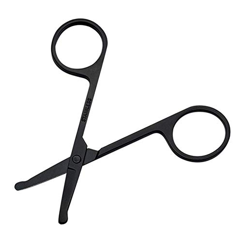 Coil.c Tijeras Nasales, Tijeras con Punta Redonda Y Estuche De Cuero para Hombres Y Mujeres, Bigote, Barba, Nariz Y Orejas, Depilación, Pelo para Bebés