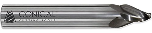 P-202C 15.0° Carbide Tapered End Mill - 3 Flute x 1/8'' Tip x 0.3750'' Large Diameter x 3/8'' Shank x 1/2'' Length of Cut x 2 1/2'' Overall Length