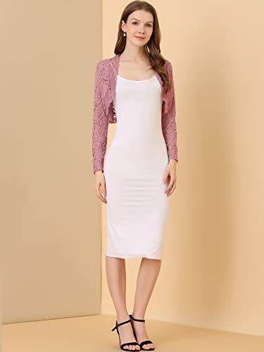 Image of Allegra K Women's Elegant Crop Cardigan Sheer Floral Lace Bolero Shrug Top