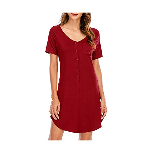 CamisóN Ropa De Casa para Mujer Pijama Delgado De Manga Corta Falda...