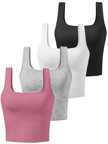 Image of Joviren Crop Tank Tops for Women Workout Cropped Athletic Shirts