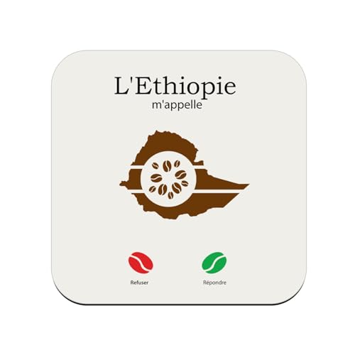 sous Verre en Bois - L'Ethiopie et Son Café m'appellent Voyage - 1 unité (95 x 95 mm)