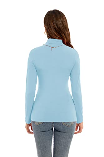 Image of Womens Long Sleeve Turtleneck T-Shirts Casual Lightweight Slim Fit Cozy Base Layer Top