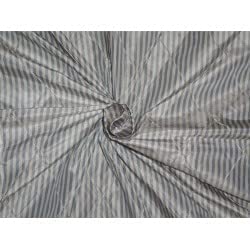 Tissu Dupioni en soie au mètre 137cm motif rayé gris et crème pour couture