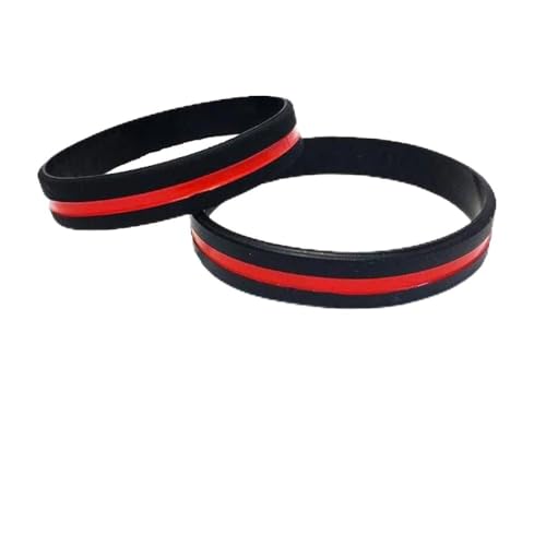 LEO Challenge Coins Thin Red Line Fire Fighter Silicon Bracelet (RED) Firefighter fire Department fire Rescue