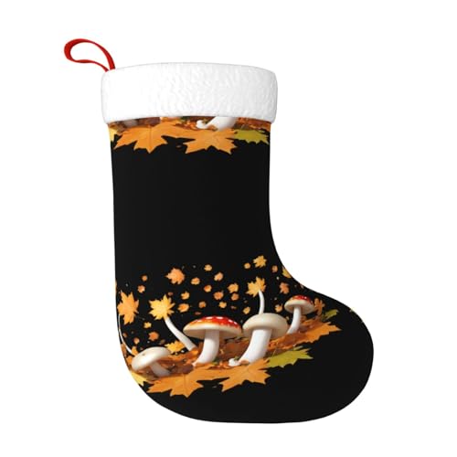 Calzini decorativi natalizi YYHWHJDE con foglie d'acero sparse e funghi stampa decorazione per la casa morbida e confortevole per ufficio albero di Natale camino