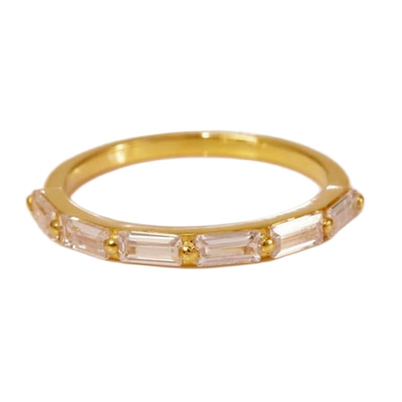Demi-alliance en argent 925 bague anti-ternissement pavé de diamants CZ éclat durable