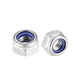uxcell Hex Lock Nuts - M8 x 1.25mm 316 Stainless Steel Nylon Insert Self-Locking Nuts for Fasteners, 10Pcs Silver Tone