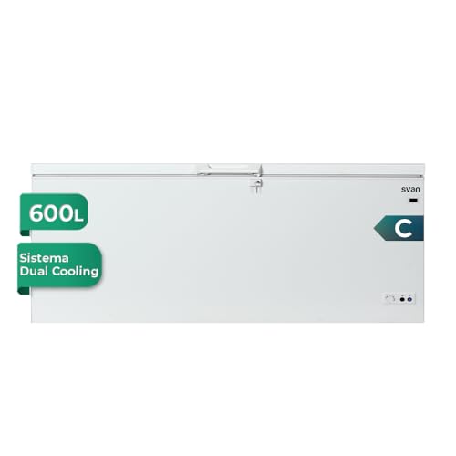 Svan Congelador horizontal Blanco SCH6200EDC. Capacidad 600 Litros, Dual Cooling, 2 Cestas, Bajo nivel Sonoro, Eficiencia Energética Clase C [Clase de eficiencia energética C]