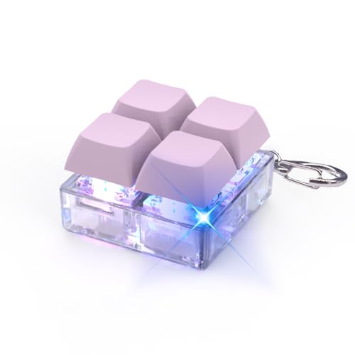 Gupcaqosjw キーボード キーホルダー LEDフィジェット キーボードクリッカー キーホルダー おもちゃ キーホルダー そわそわおもちゃ、 キーホルダー4 ボタン メカニカル キー リラックス - ファッショナブルなバックパックペンダント、パーティ