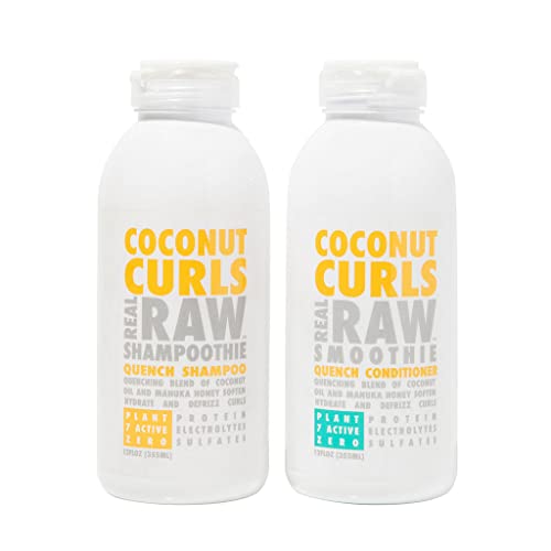 Real Raw Coconut Shampoo and Conditioner set Hydrate, Enhance, Define Curls Defrizz and Detangle 12 Fl Oz (Pack of 2)