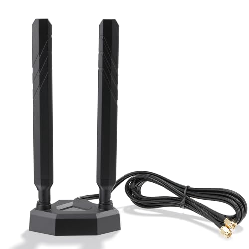 Eightwood WiFi 7 WiFi 6E Antenna Tri-Band 2.4GHz 5GHz 6GHz RP-SMA Antenna with Magnetic Base for Gaming PC Desktop Computer Motherboard PCIe Card, Wireless Router Modem