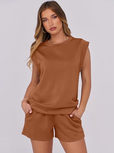 Image of ANRABESS Two Piece Sets for Women 2026 Summer Short Lounge Set Casual Beach Vacation Outfits Spring Sweatsuits Tracksuit