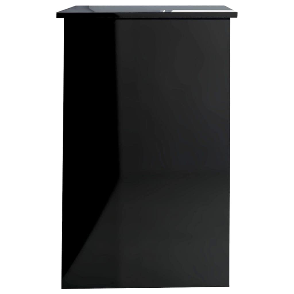 Schreibtisch Hochglanz-Schwarz aus Holzwerkstoff 100 x 50 x 76 cm mit Schublade und Tür, Computer Arbeit Laptop PC Tisch für Büro Homeoffice, Lernen Zocken Stauraum