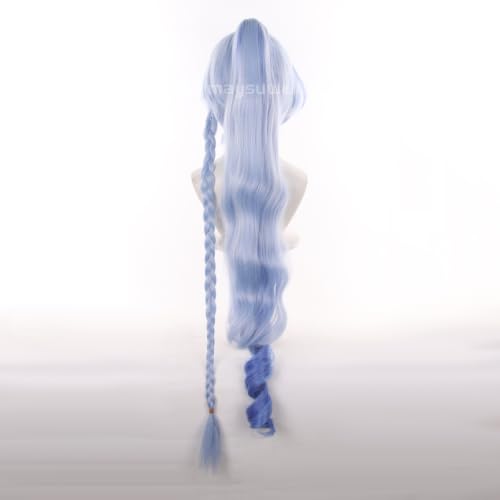 Image of Anime Game Cosplay Wig Light Blue Gradient Long Hair with Bradis