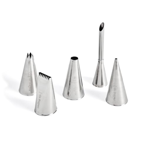 De Buyer - Coffret de 5 douilles assorties en inox - 2 mm / 8 mm / 8 dents / 6 mm / C6 - Inox de Qualité Professionnelle, Sans Soudure pour Hygiène Parfaite,...
