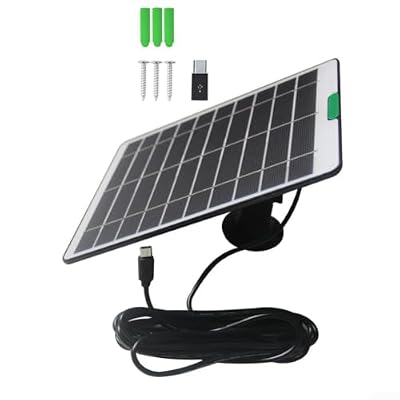 5W Solar Panel Ring, for Eufy & Cameras, 5V USB Charging Module with Cable, Weatherproof Polycrystalline Security Doorbell(Black)