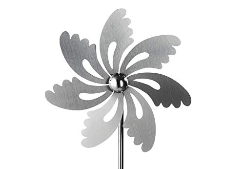 Preisvergleich Produktbild Kobolo Windrad Gartenstecker Dekostecker Windspiel Summer aus Edelstahl Silber 100 cm