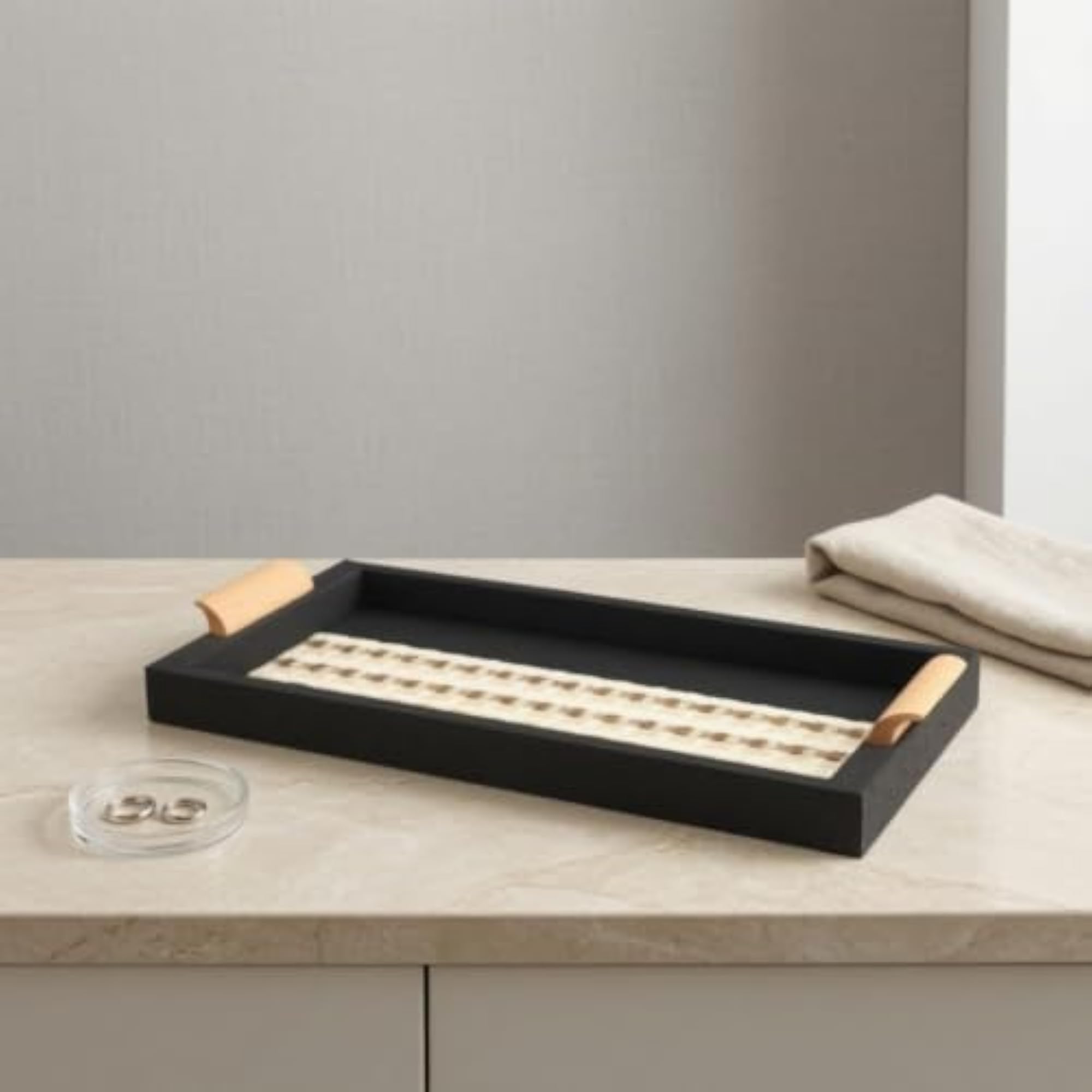 Lightweight Rectangular Tray with Wood Handles