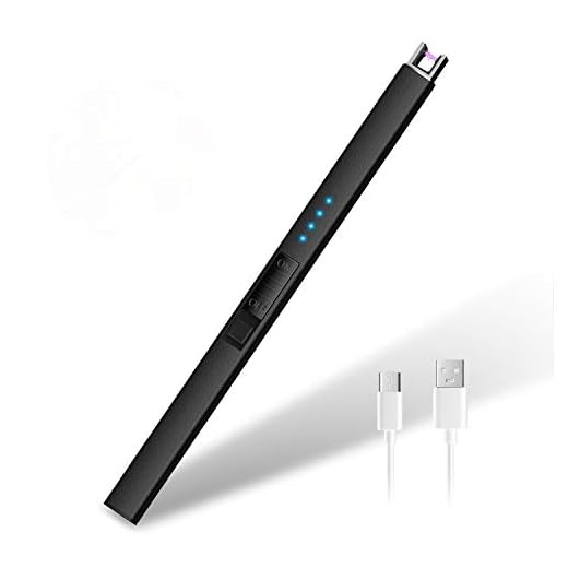HOTERB Encendedor Electrico,Encendedor Cocina Electrico con Puerto USB Tipo C,Pantalla LED de Batería,Mechero Electrico USB Recargable para Encender Largo el de Vela,Hogar al Aire Libre(Negro)