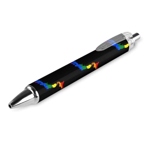 Stylo à bille rétractable noir 0.5 mm avec drapeau LGBT en lot de 4