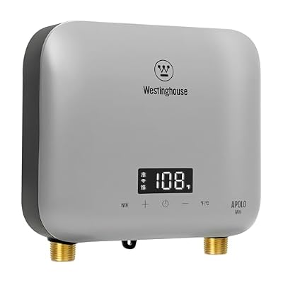 Westinghouse Apolo Mini 6.5kW Tankless Water Heater Electric, 240V Instant Hot Water, Smart WiFi Control, Works with Alexa & Google Home, Deep Blue