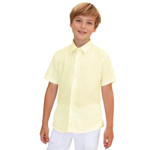Image of Lilax Boys Classic Short Sleeve Button Down Casual Solid Dress Shirt