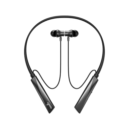 Image of Voods Ultra Plus Voice Changer Neckband with 5 Voice Feature, Vibration Alert & Magnetic On /Off Buds, 130 Hrs Standby time, Dual Pairing, Fast Charging, Flexible Band with IPX6 Rating (Black)