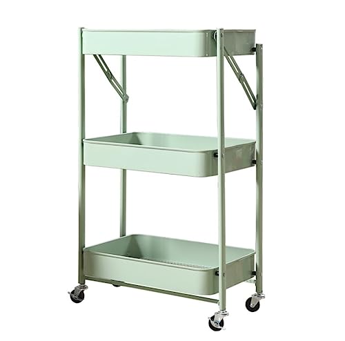 Carrito de cocina plegable H3TF5J de metal con ruedas y asas para un transporte cómodo